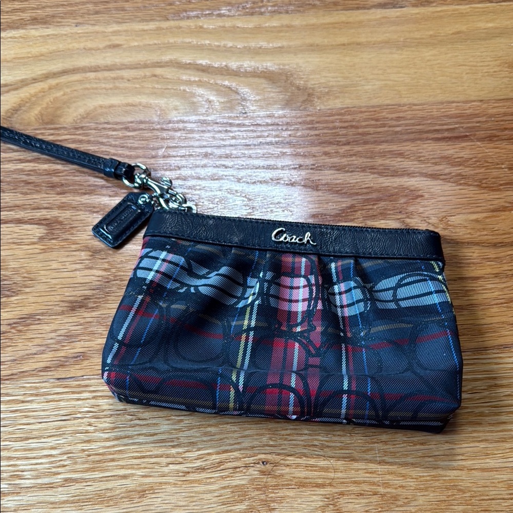 Coach Tartan Wristlet with Black Trim